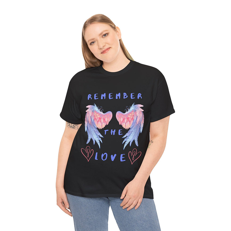 Thumbnail: Remember the Love Black Unisex Heavyweight 100% Cotton T-shirt