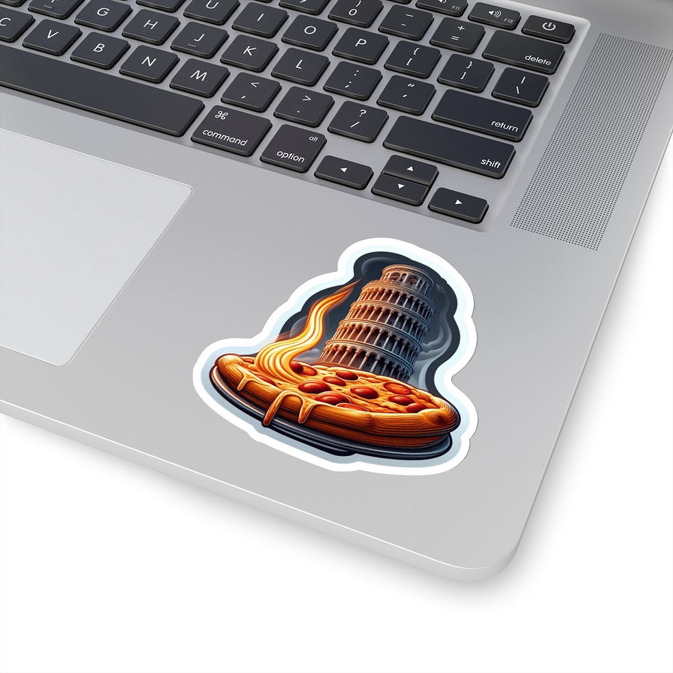 Leaning Tower of Pisa Pizza Slice Foodie Vinyl Stickers, Laptop, Journal, #25