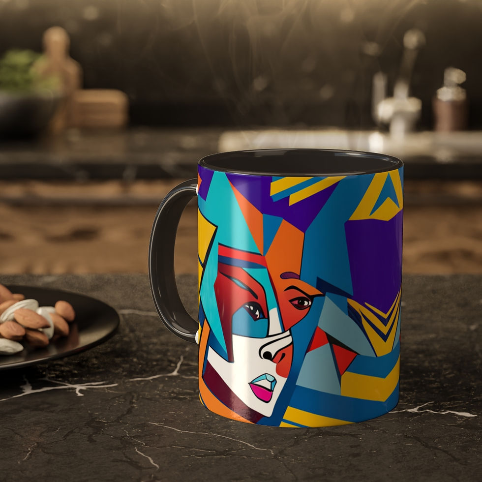 Thumbnail: African Cultural Designs Pop Art Colorful #2 11oz Black Accent Coffee Mug