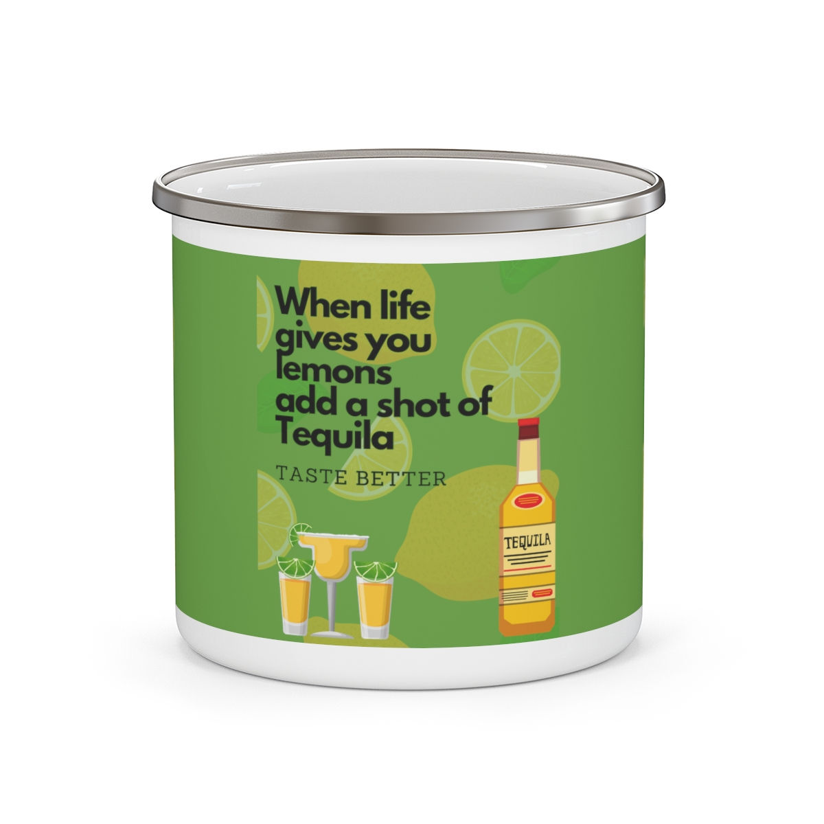 When Life Gives you Lemons Add a Shot Enamel Campfire 12oz Stainless Steel Mug