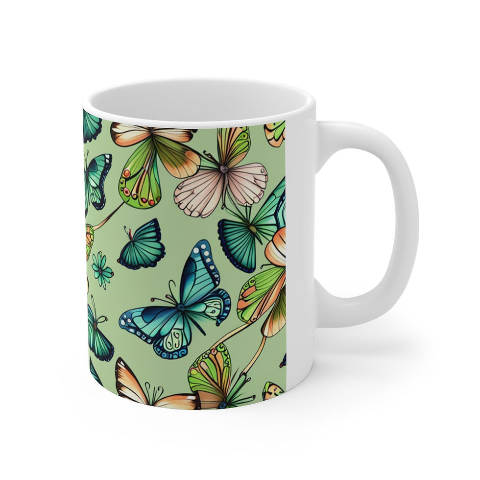 August Peridot Birthday Fairies & Butterflies #4 11oz Ceramic Coffee Mug