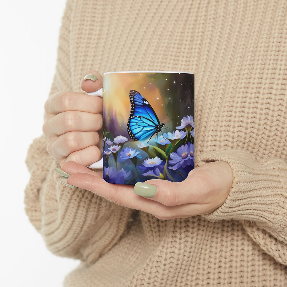 Thumbnail: September Sapphire Birthday Fairies & Butterflies #2 11oz mug Artwork
