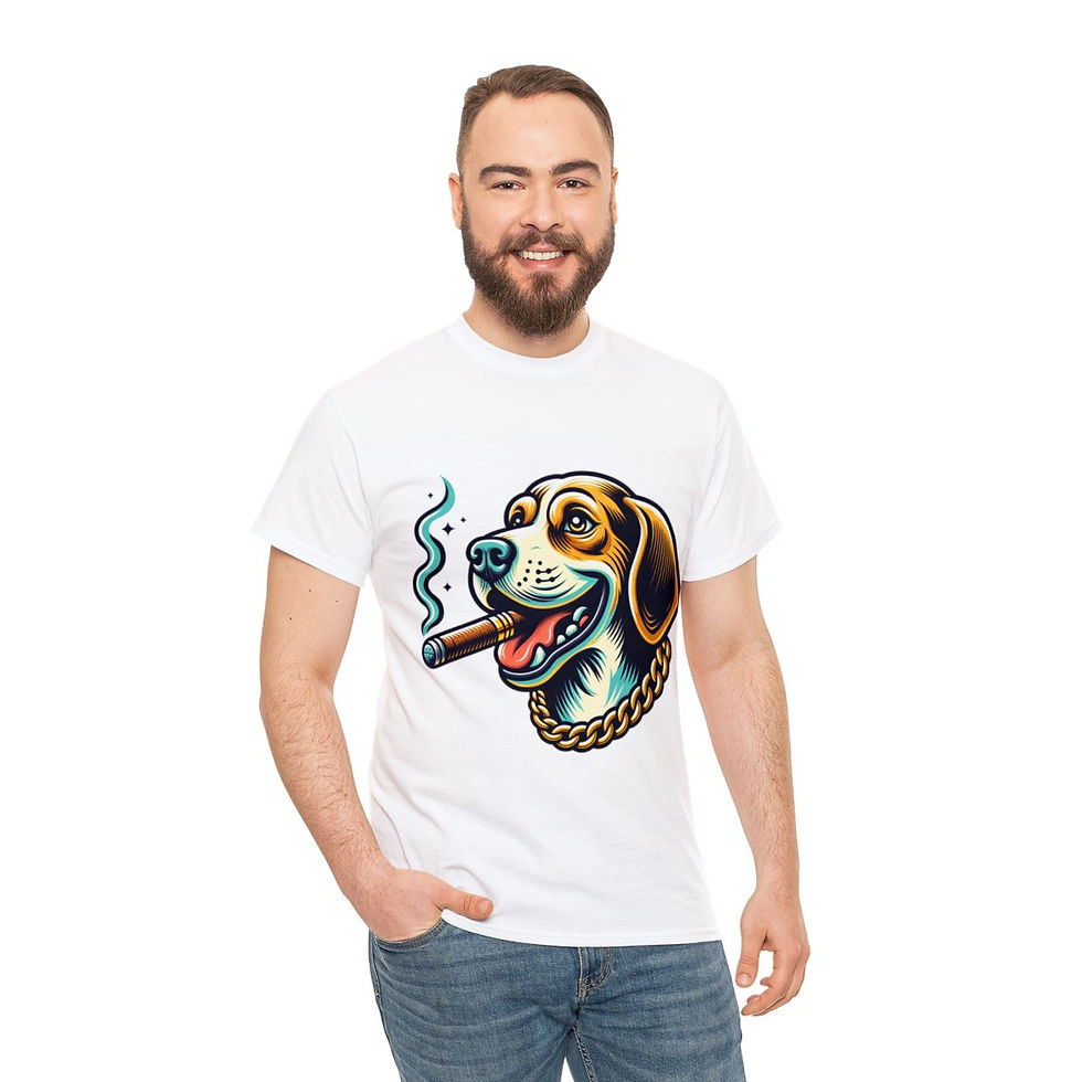 Thumbnail: Muse Wearable The Dog Life Hound Dog Cigar Gold Chain Unisex Crewneck T-Shirt