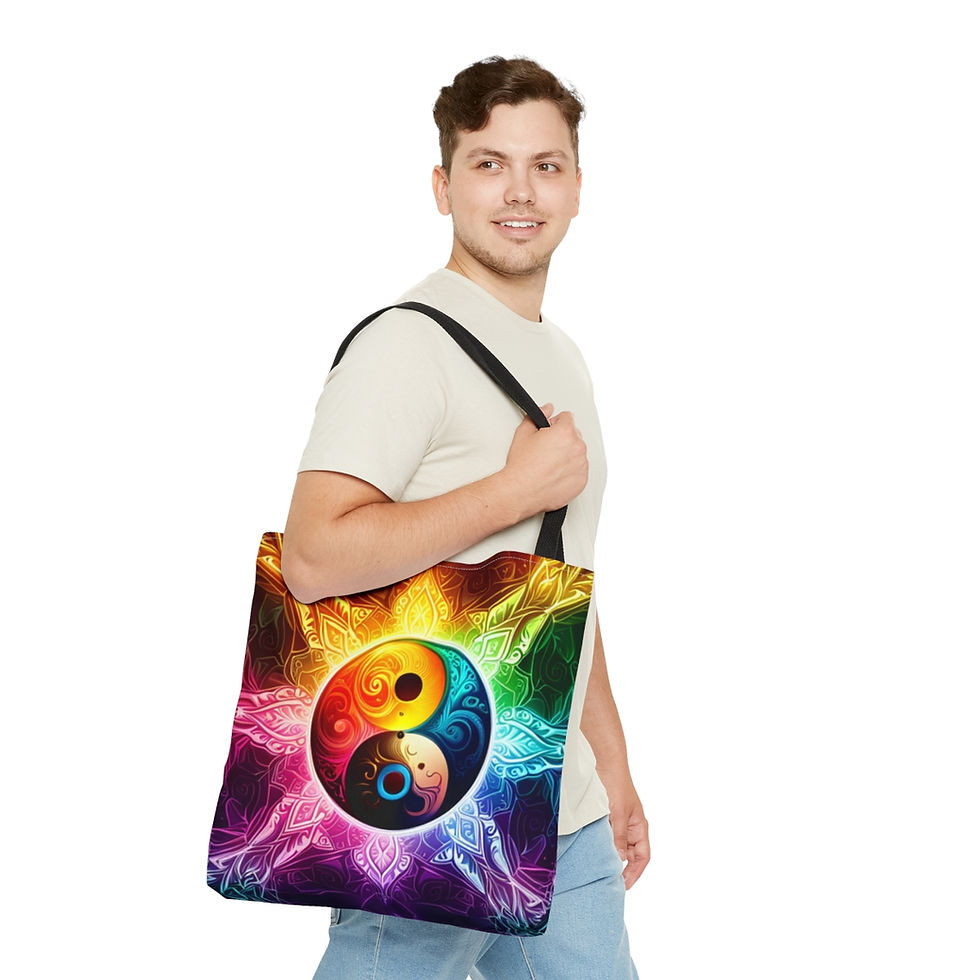 Thumbnail: Ying Infinite Beauty Electricity Fusion #6 Tote Bag AI Artwork 100% Polyester