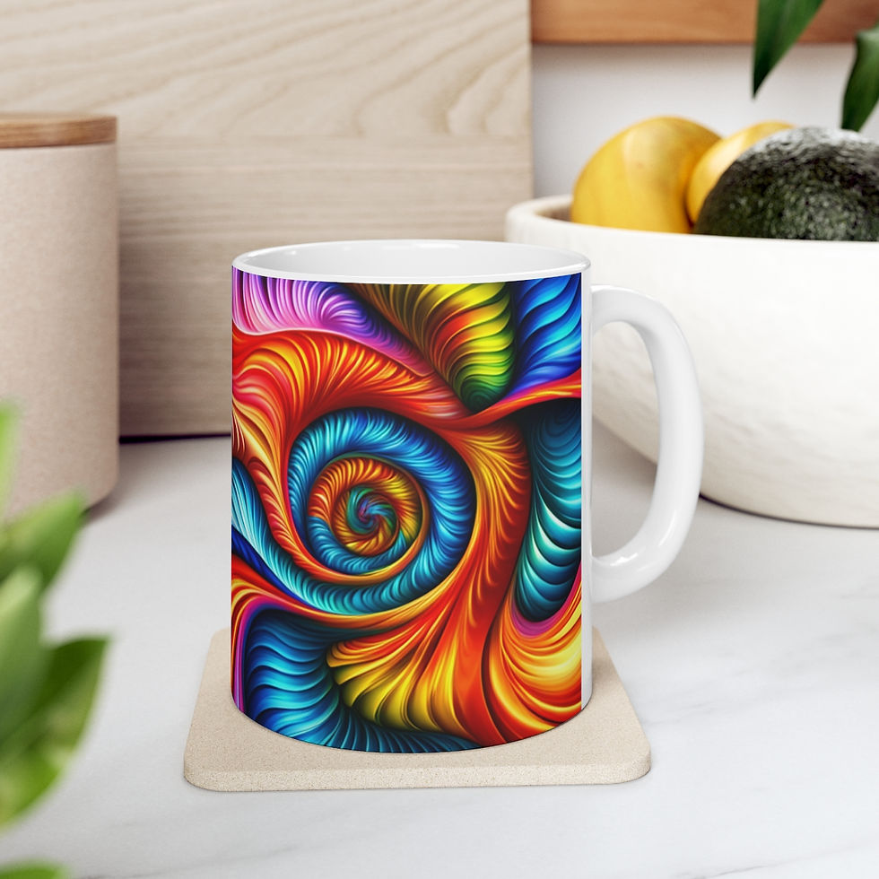 Thumbnail: Tie-Dye Turning Point Swirls & Ripples Ceramic 11oz Decorative Coffee Mug