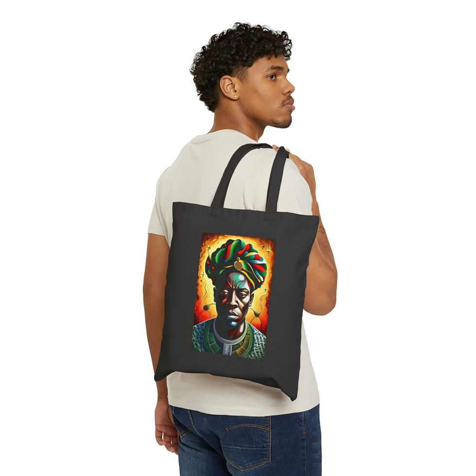 Thumbnail: African Cultural Designs Warrior King #9 100% Cotton Canvas Tote Bag 15" x 16"