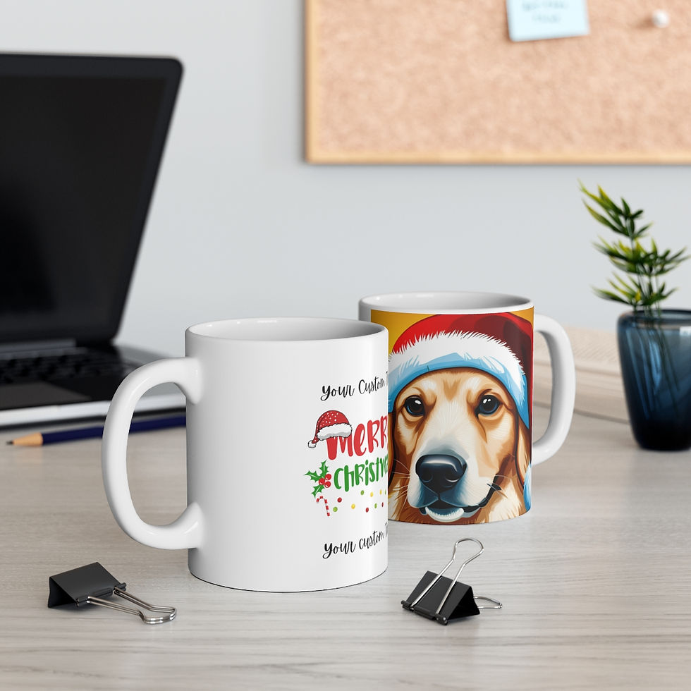 Thumbnail: Customizable  Golden Retriever #3 Christmas Vibes 11oz Ceramic Coffee Mug