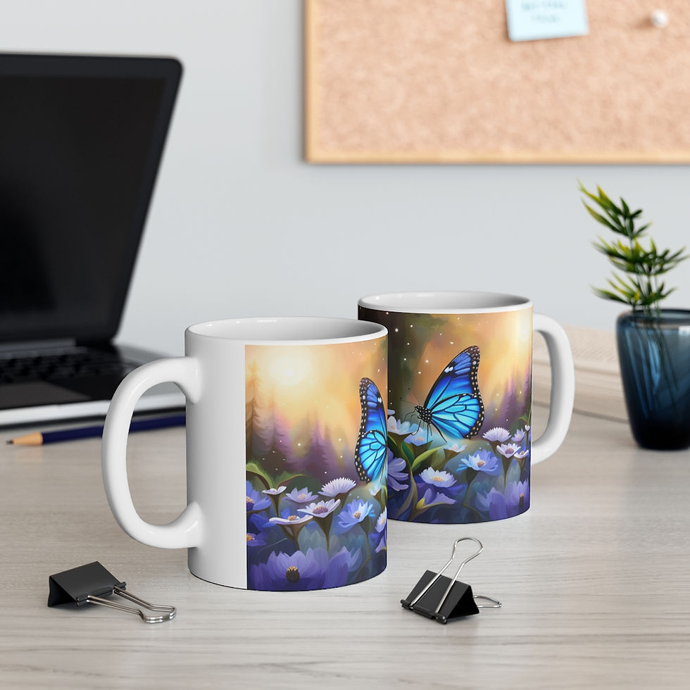 Thumbnail: September Sapphire Birthday Fairies & Butterflies #2 11oz mug Artwork