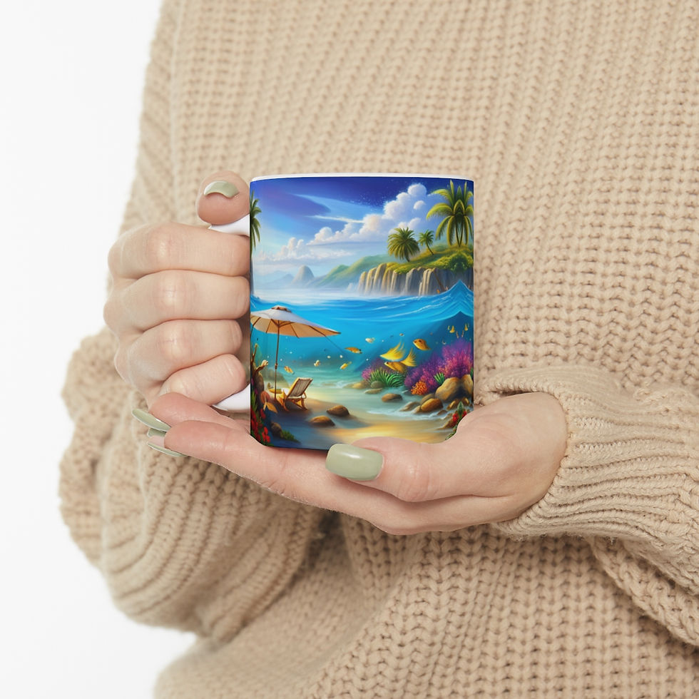 Thumbnail: Tropical Beach Paradise #3 Mug 11oz mug AI- Unique Artwork