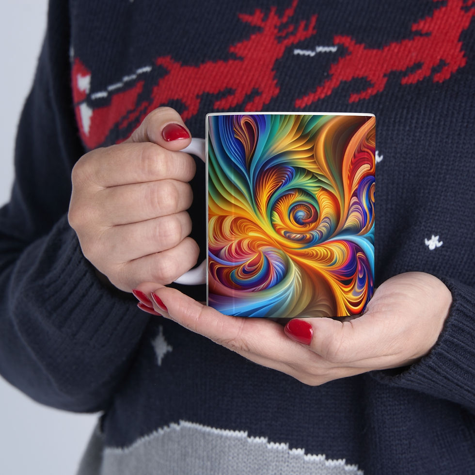 Thumbnail: Tie-Dye Vision Swirls & Ripples Ceramic 11oz Decorative Coffee Mug