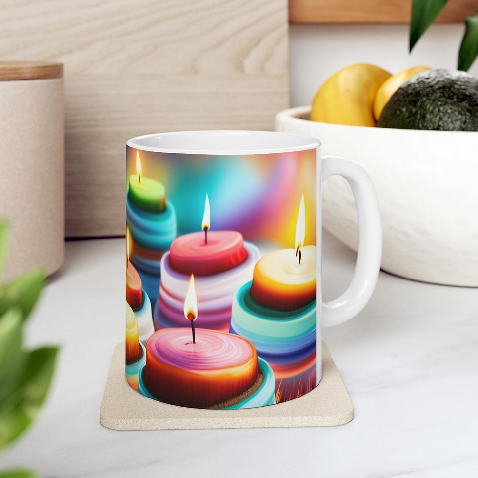Thumbnail: Happy Birthday Candles #7 Ceramic 11oz Mug AI- Unique Artwork