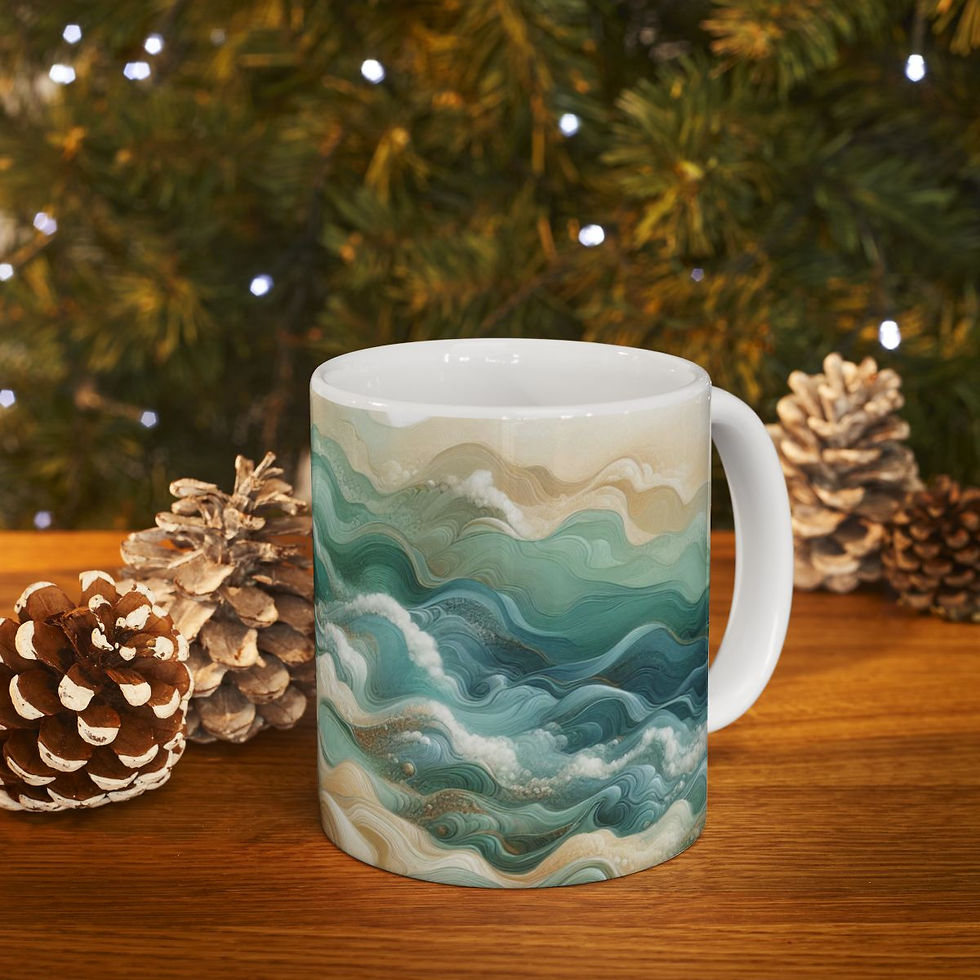 Thumbnail: Tropical Beach Waves Ceramic Coffee Mug, (11oz, 15oz) #4