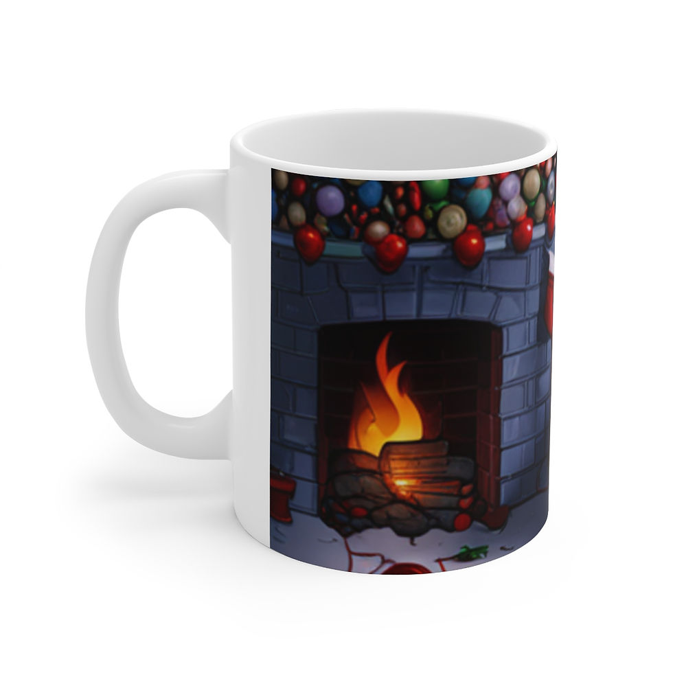 Thumbnail: Merry Christmas Santa Fire Place Decorative 11oz Ceramic Coffee Mug Design #1