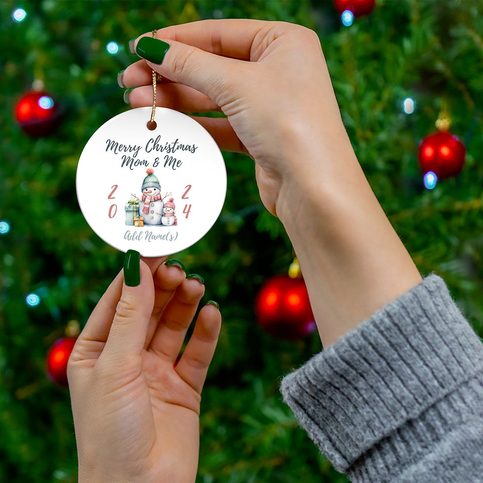 Thumbnail: Personalize Ceramic Christmas Ornament Mom & Me Snowman 3" x 3" Mother Daughter