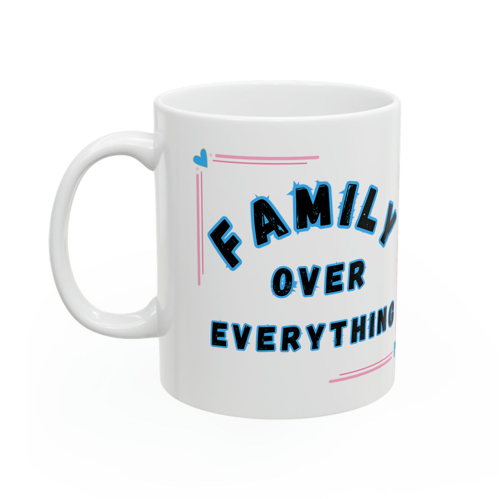 Thumbnail: Family Over Everything Blue Frame 11oz Ceramic Mug Design Tableware