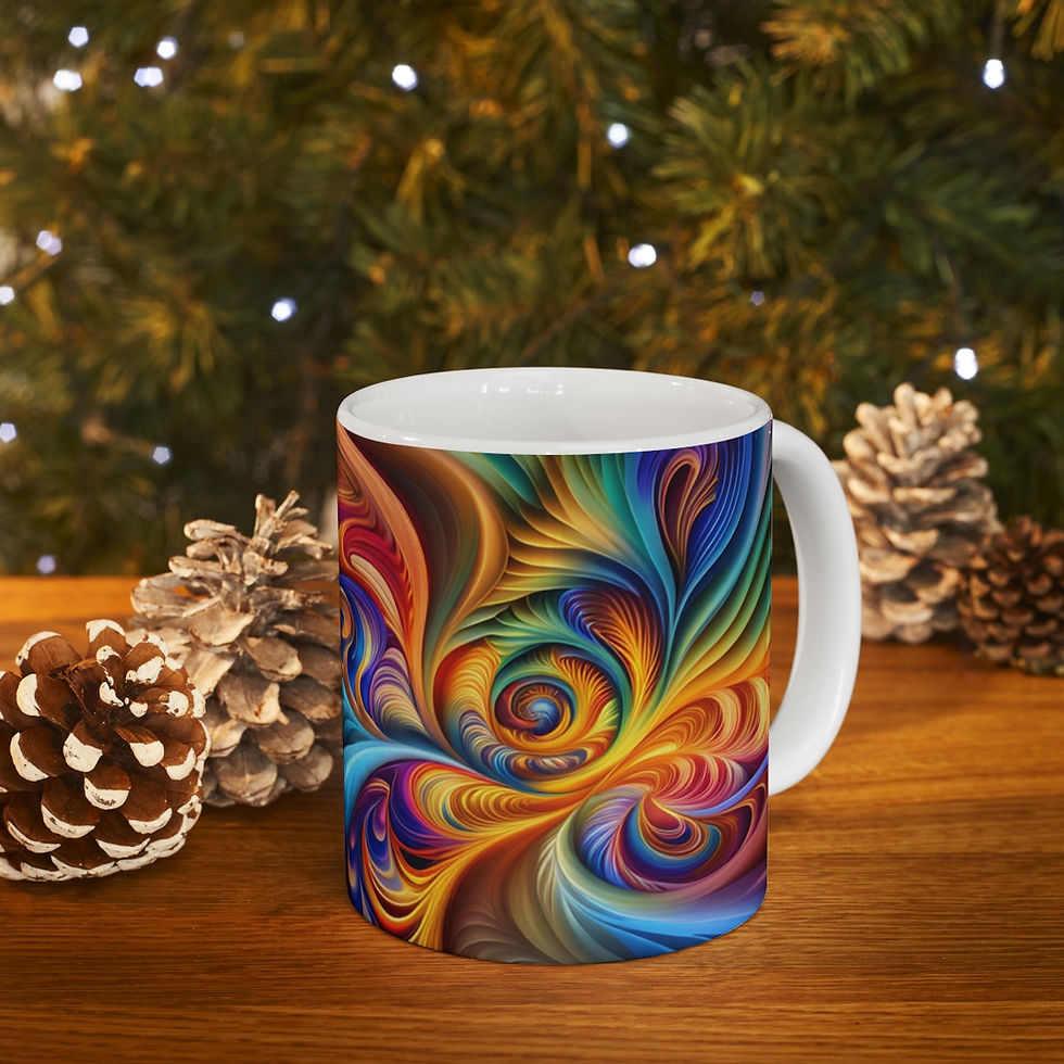 Thumbnail: Tie-Dye Vision Swirls & Ripples Ceramic 11oz Decorative Coffee Mug