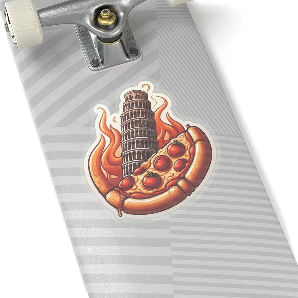 Thumbnail: Leaning Tower of Pisa Pizza Slice Foodie Vinyl Stickers, Laptop, Journal, #24