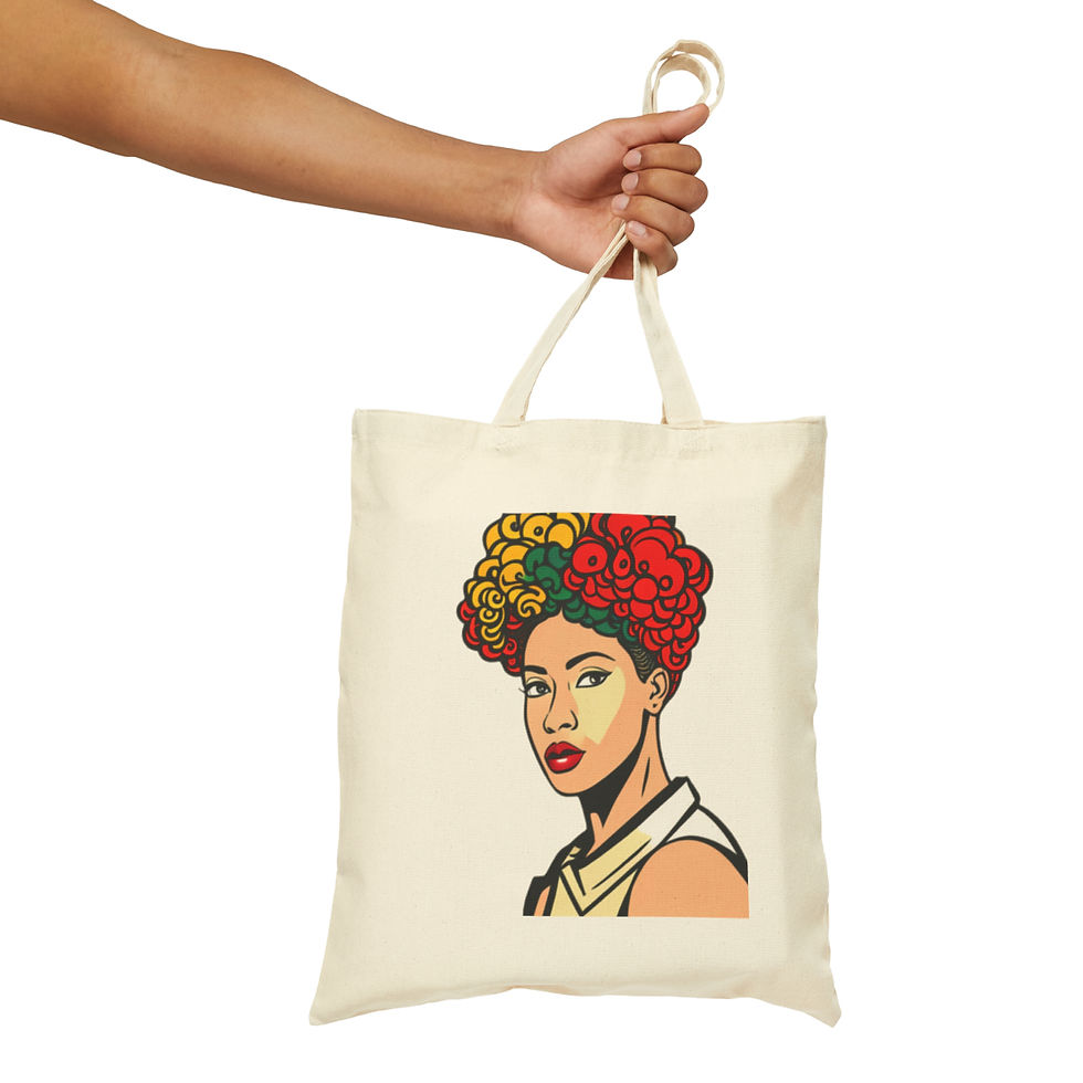 Thumbnail: African Cultural Designs Queen Mother #14 100% Cotton Canvas Tote Bag 15" x 16"