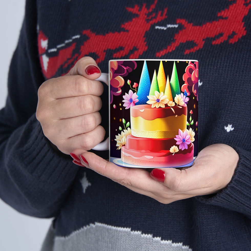 Thumbnail: Happy Birthday Rainbow Cake Celebration #27 Ceramic 11oz Mug Artwork