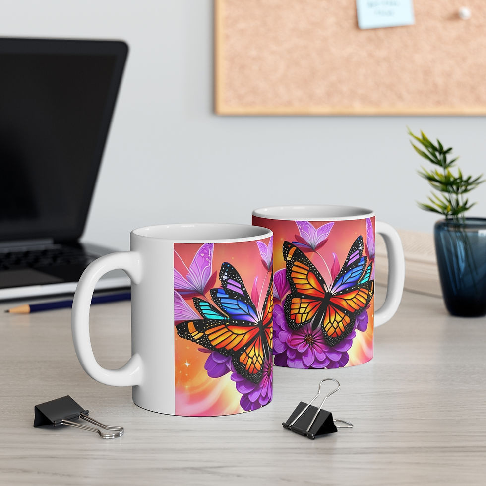 Thumbnail: Colorful Monarch Butterflies #3 Mug 11oz mug AI- Unique Artwork