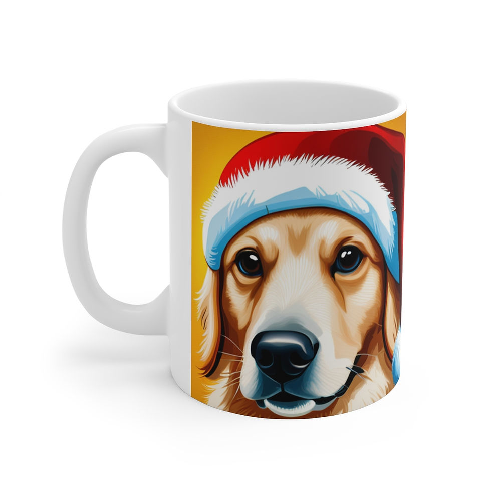 Thumbnail: Fancy Golden Retriever #3 Christmas Vibes Decorative 11oz Ceramic Coffee Mug #3