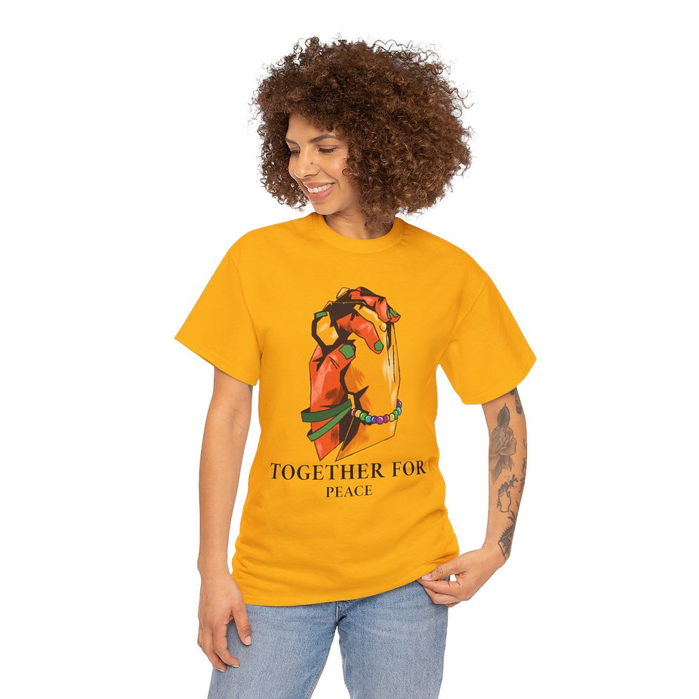 Thumbnail: Together for Peace Hands Unisex Heavy 100% Cotton T-shirt Classic Fit