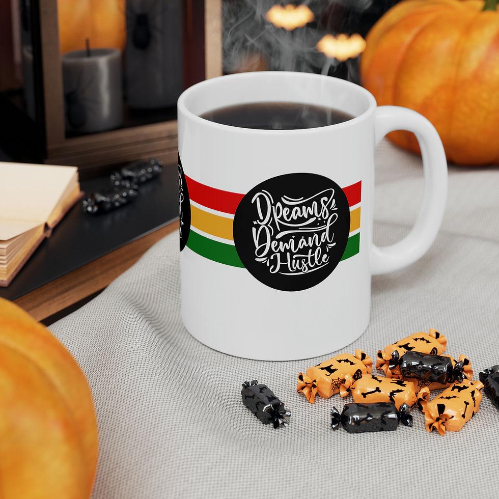 Thumbnail: Dreams Demand Hustle 11oz White Ceramic Beverage Mug Decorative Art