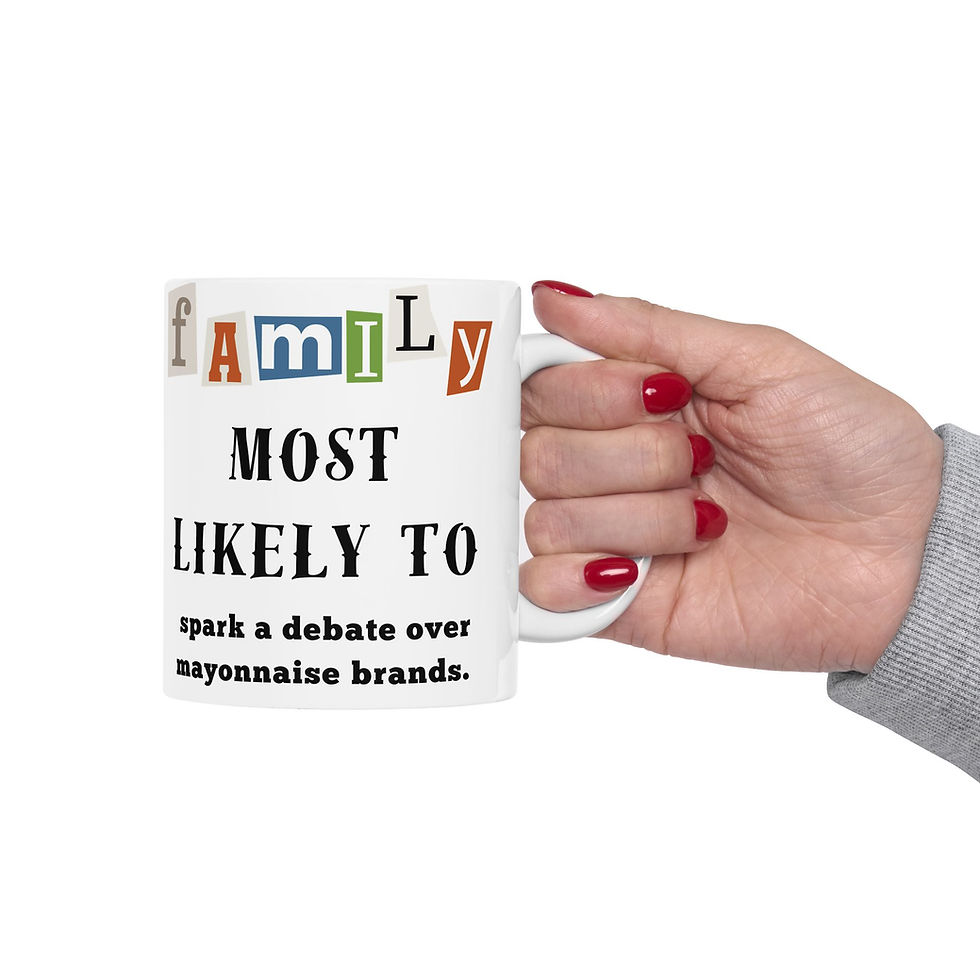 Thumbnail: Family "Most Likely to" Spark debate over Mayo brands 11oz/15oz Ceramic Mug