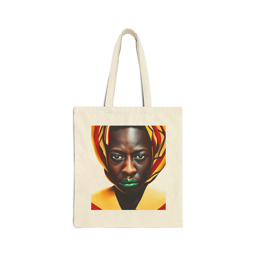 Thumbnail: African Cultural Designs Warrior King #4 100% Cotton Canvas Tote Bag 15" x 16"