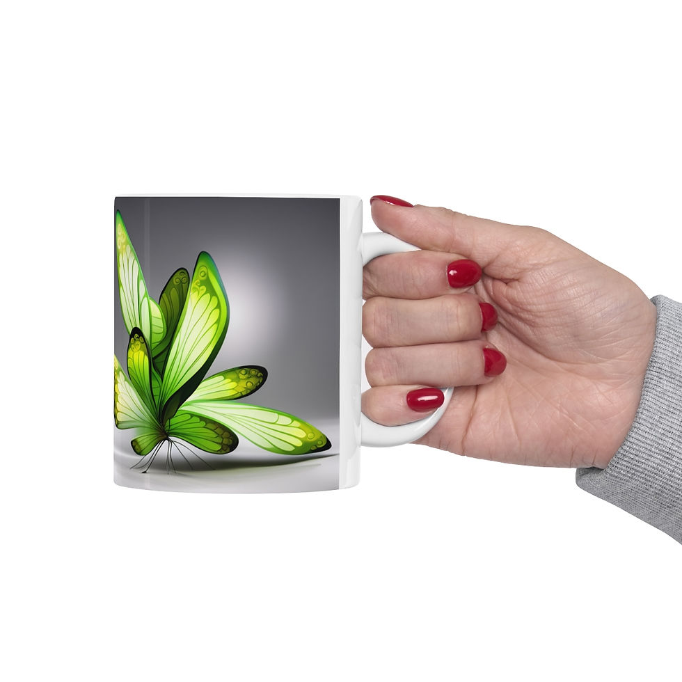 Thumbnail: August Peridot Birthday Fairies & Butterflies #1 11oz Ceramic Coffee Mug