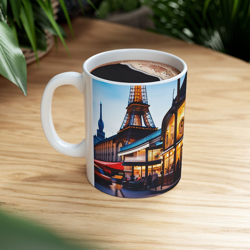 Thumbnail: At the Cafe Paris France #5 Mug 11oz AI- Unique Artwork