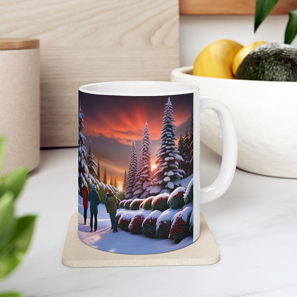 Thumbnail: Winter Scene That time of Year caroling  #4 Mug 11oz mug AI- Unique Artwork