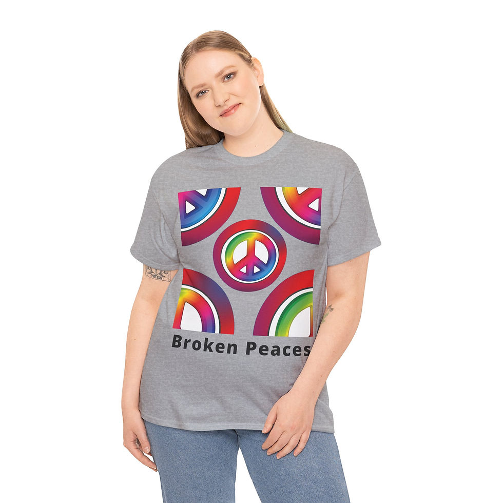 Thumbnail: Broken Peaces Sign Symbol Unisex Heavyweight 100% Cotton T-Shirt