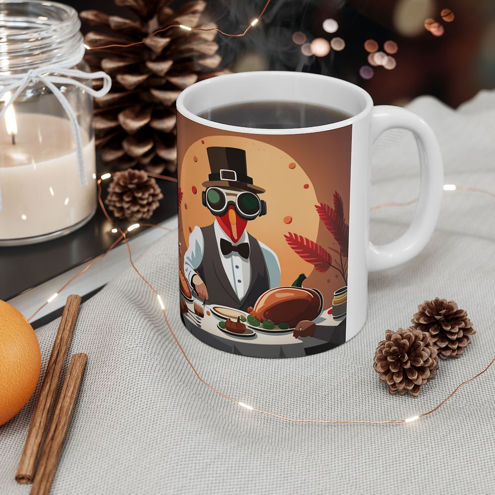 Thumbnail: Thanksgiving Moonlight Turkey Dressed Nowhere to Go 11oz Ceramic Coffee Mug