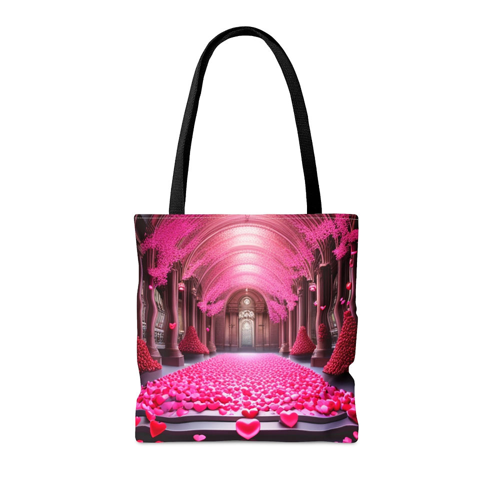Thumbnail: Cathedral Charming Pink Heart Collection #8 Tote 100% Polyester Sublimination