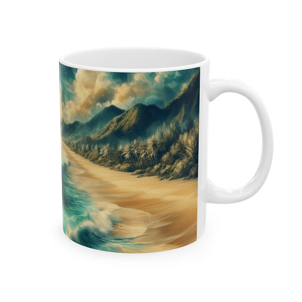 Thumbnail: Tropical Beach Waves Ceramic Coffee Mug, (11oz, 15oz) #5