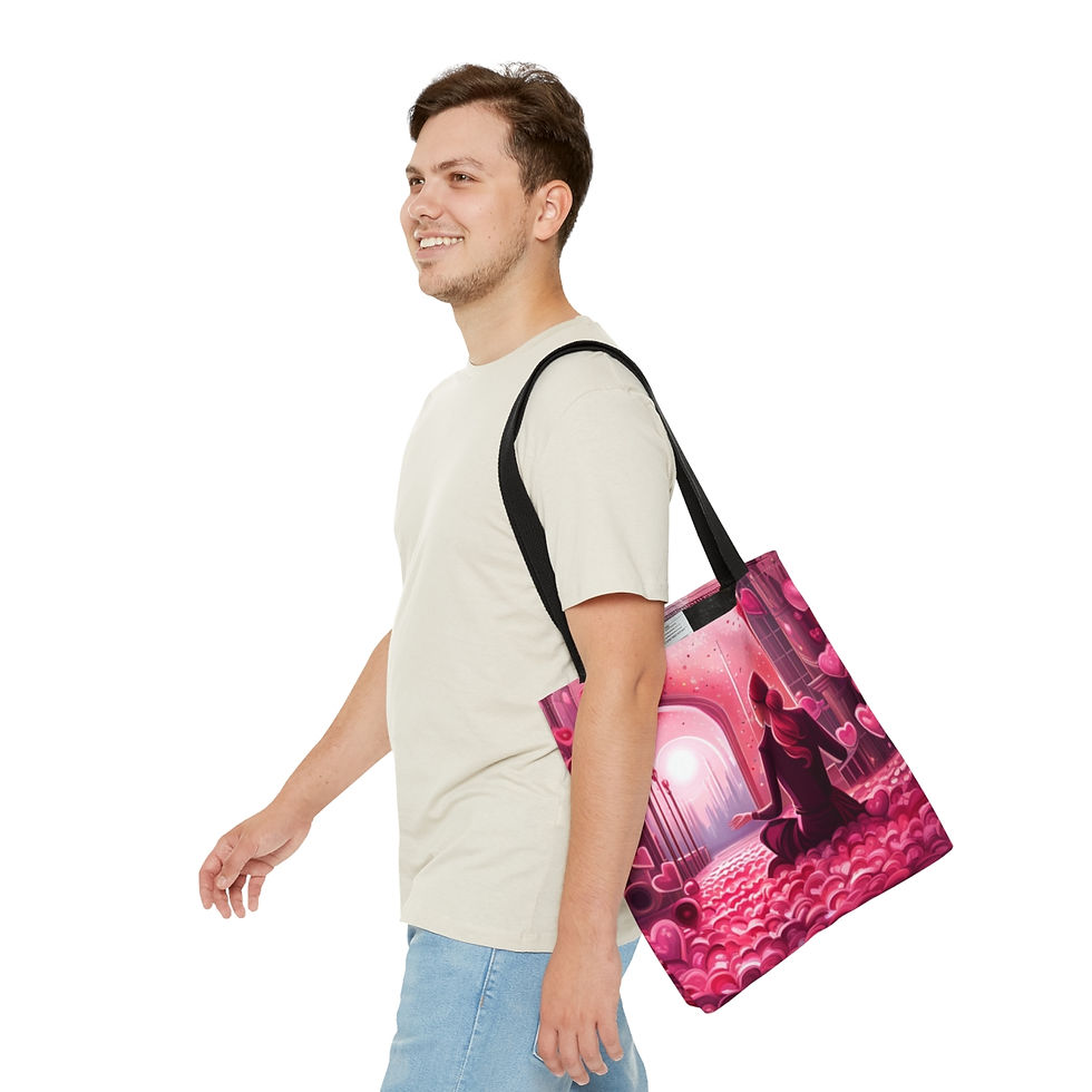 Thumbnail: Meditation Charming Pink Heart Collection #4 Tote 100% Polyester Sublimination