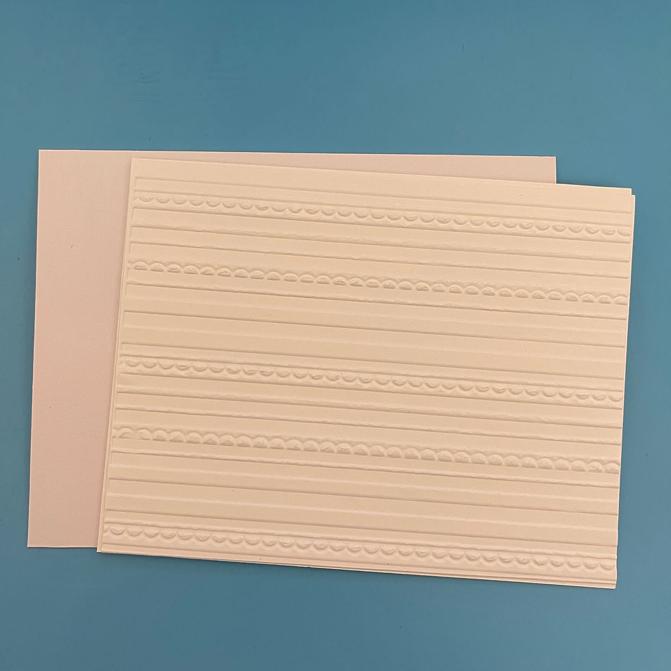 Thumbnail: Ribbon Lace Scallops Embossed Holiday Card, Handmade Elegant Note CardMinimalist