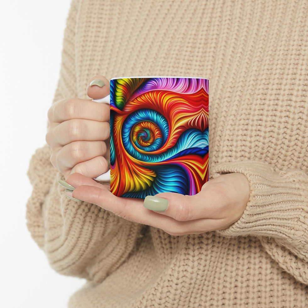 Thumbnail: Tie-Dye Turning Point Swirls & Ripples Ceramic 11oz Decorative Coffee Mug