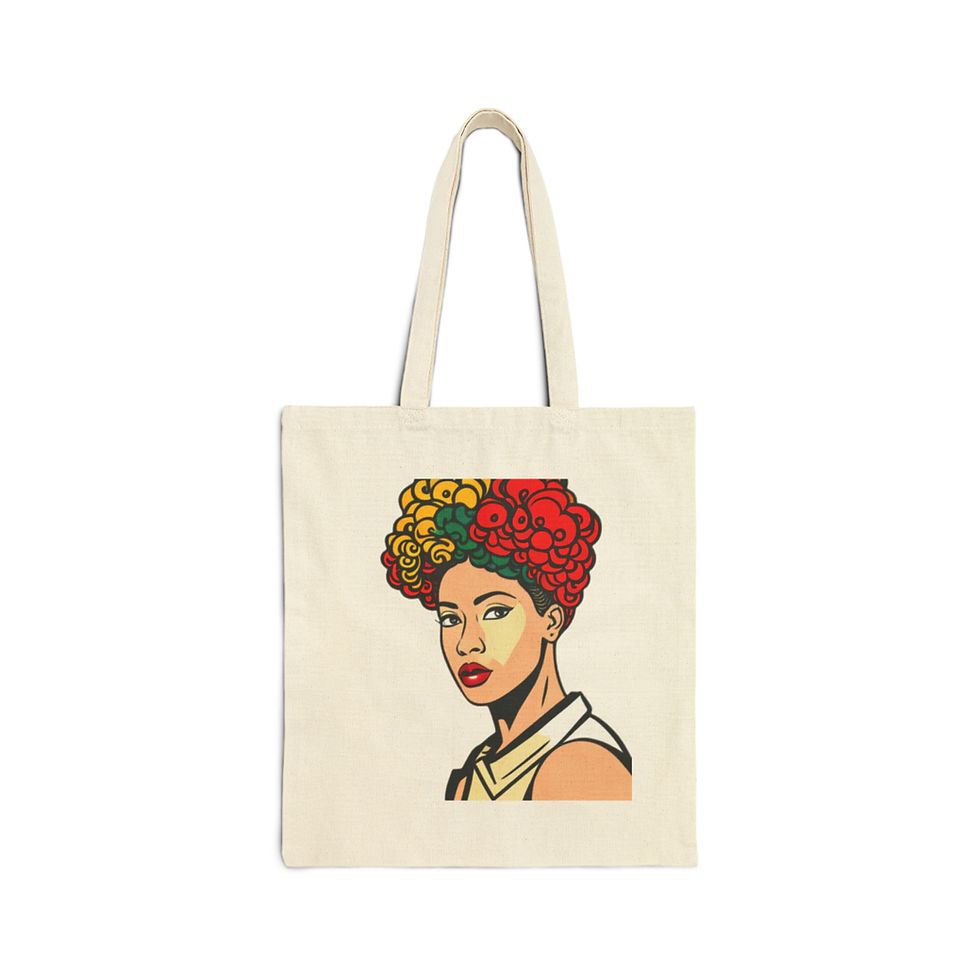 Thumbnail: African Cultural Designs Queen Mother #14 100% Cotton Canvas Tote Bag 15" x 16"