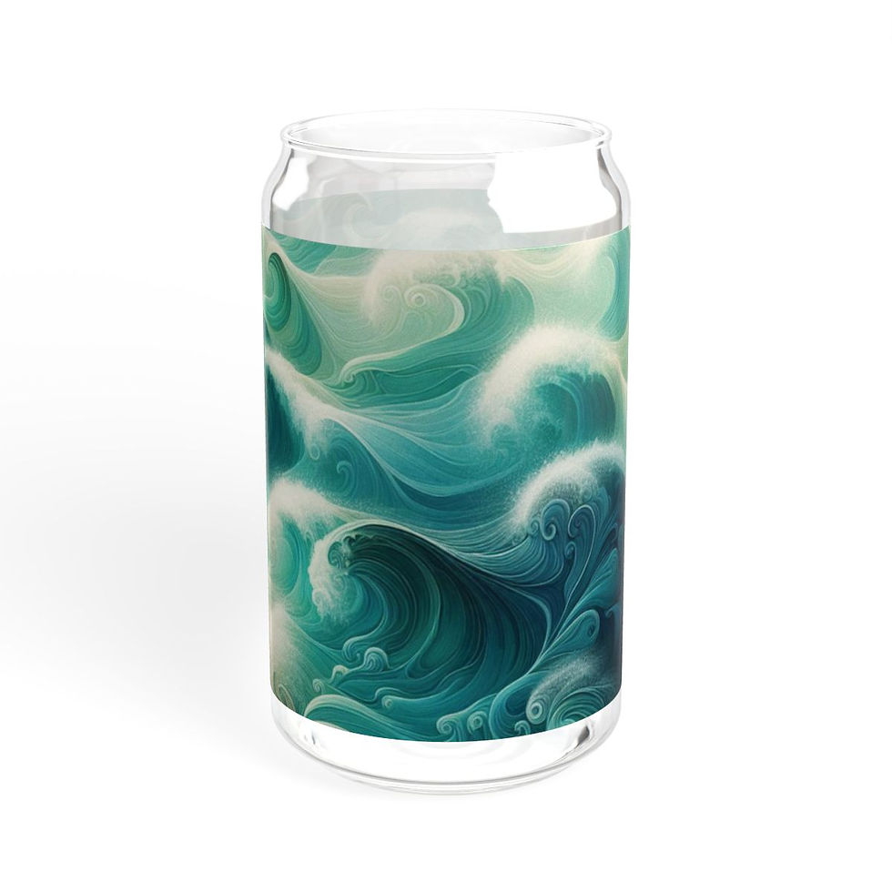 Thumbnail: Tropical Beach Waves Sipper Glass, 16oz with Lid and Straw #2