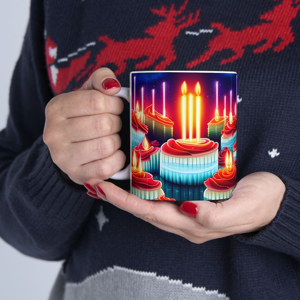 Thumbnail: Happy Birthday Candles #18 Ceramic 11oz Mug AI- Unique Artwork