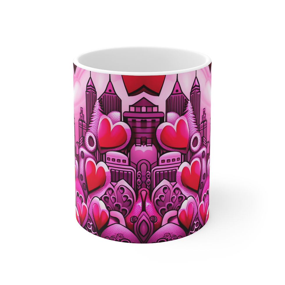 Thumbnail: Love Charming Pink Heart Collection #14 Decorative 11oz Ceramic Coffee Mug