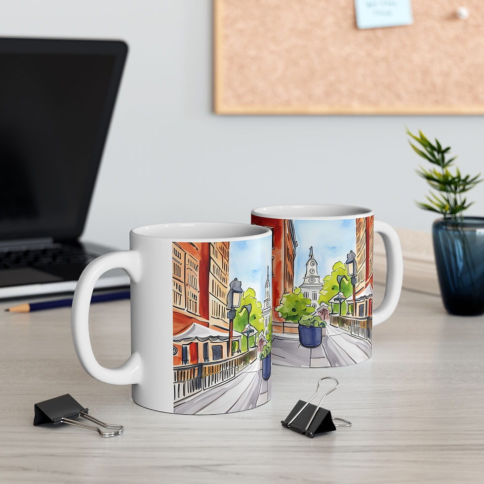 Thumbnail: At the Cafe Philadelphia Liberty Bell #45 11oz Mug Artwork