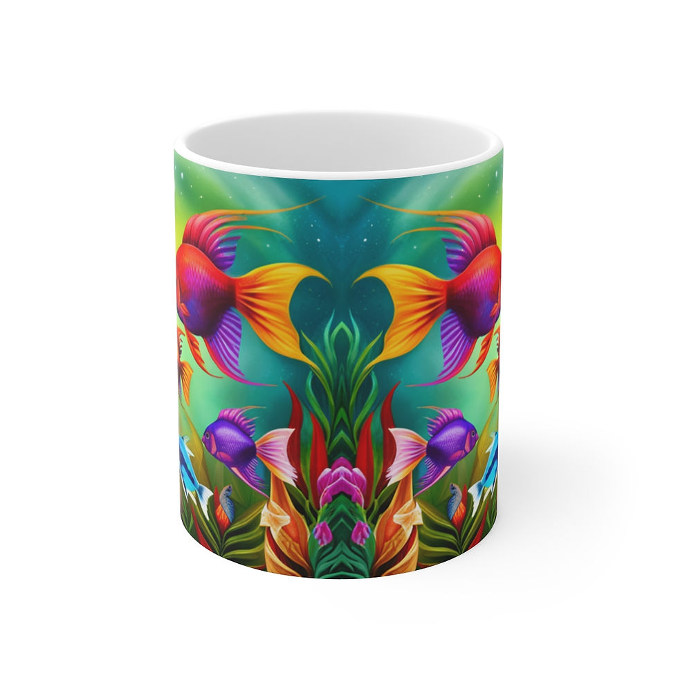 Thumbnail: Diverse Pattern of Sea Life Art  #3 11oz Ceramic Coffee Mug Decorative