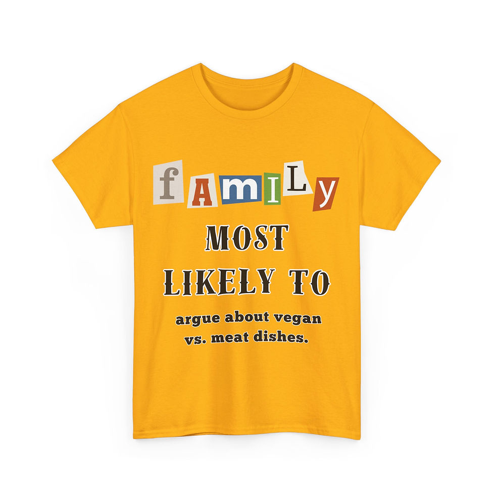 Thumbnail: Family "Most Likely To" Argue about vegan vs meat dishes Tshirt