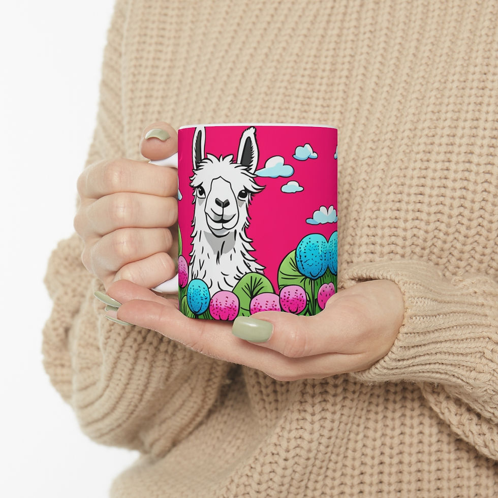 Thumbnail: Good Vibes Cute Llama Funny #12 Ceramic 11oz Mug AI- Unique Artwork