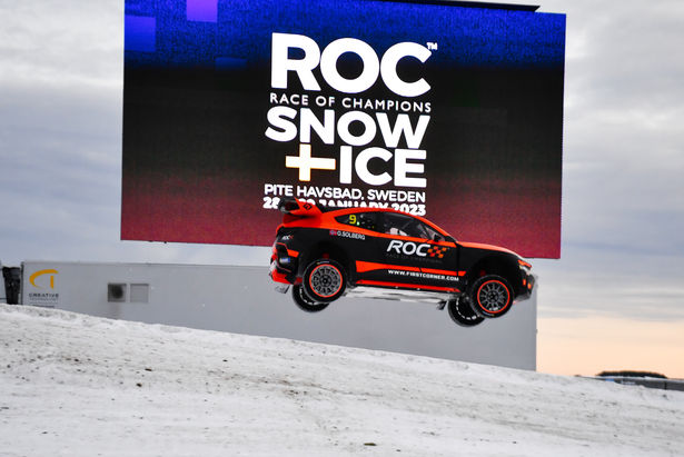 Oliver Solberg (NOR) jumping with the FC1-X during practice_ROC Sweden 2023