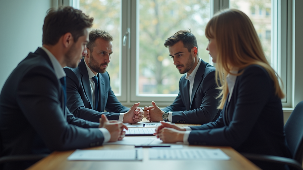 Close-up view of a business team discussing strategies