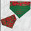 Thumbnail: Christmas Over the Collar Bandana on a red poinsetta print with green solid embroidered with I Ate Santa's Cookies